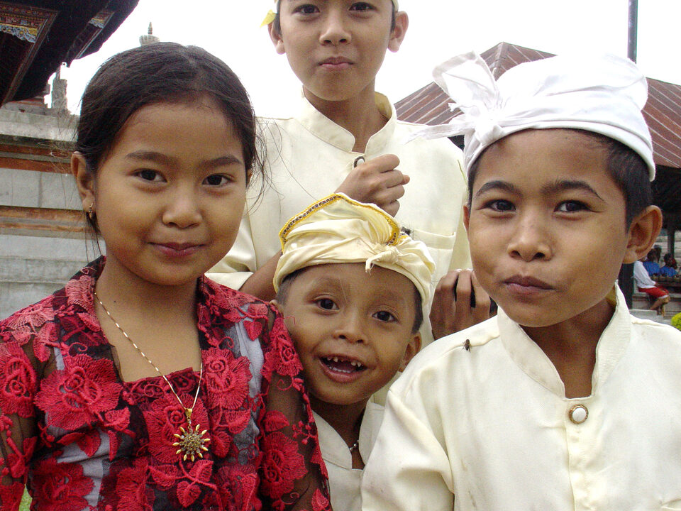 children near Temple ceremony in Bali