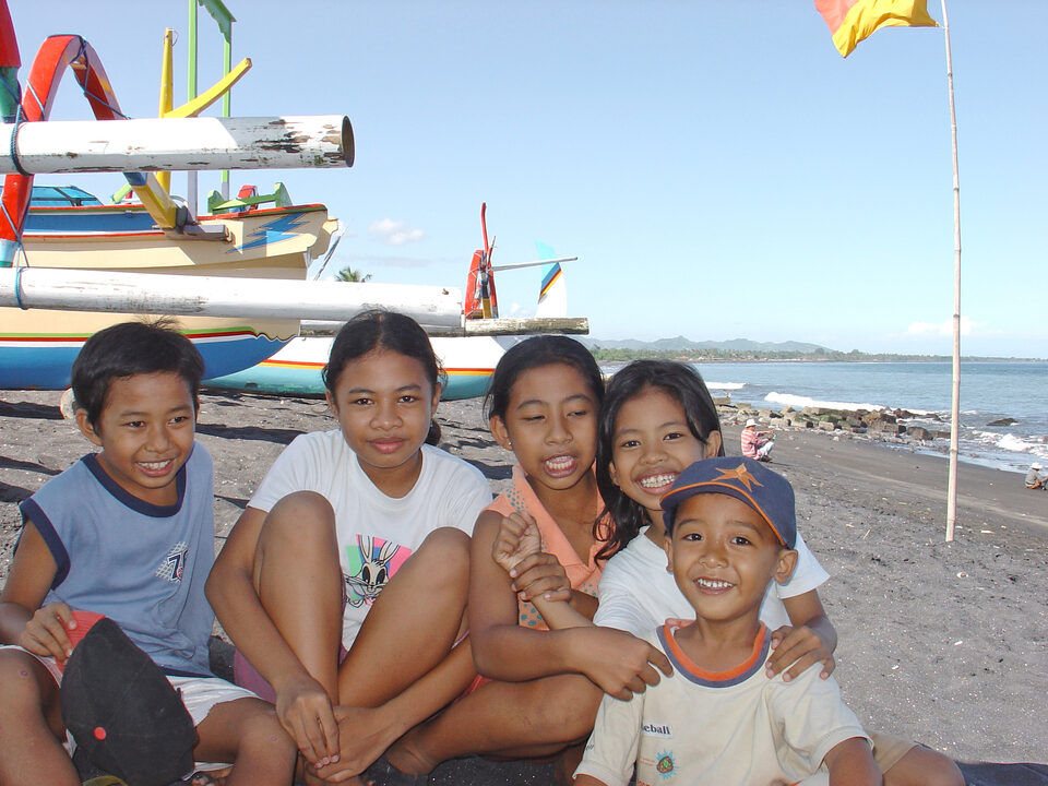 children at beach of Ostbali